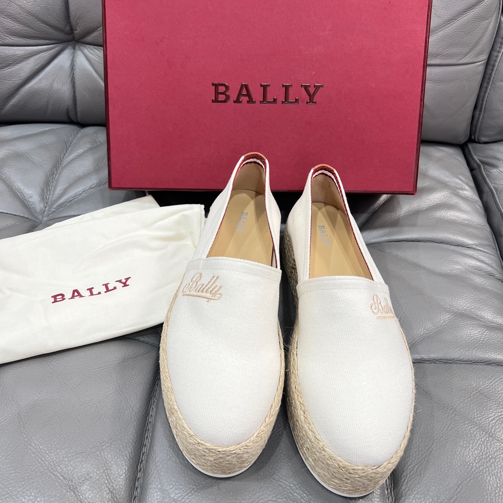 Bally Felly Women's Bone Cotton Fabric Loafers, Size 7.5 Running Big Half Size